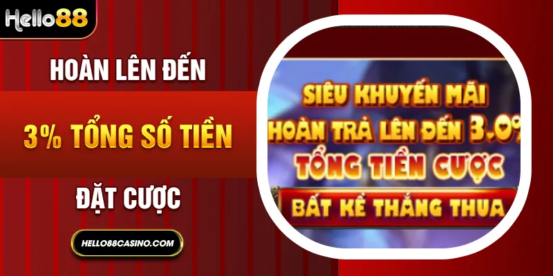 Hoàn lên đến 3% tổng số tiền đặt cược