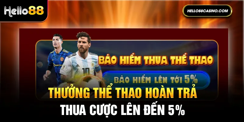 Thưởng thể thao hoàn trả thua cược lên đến 5%